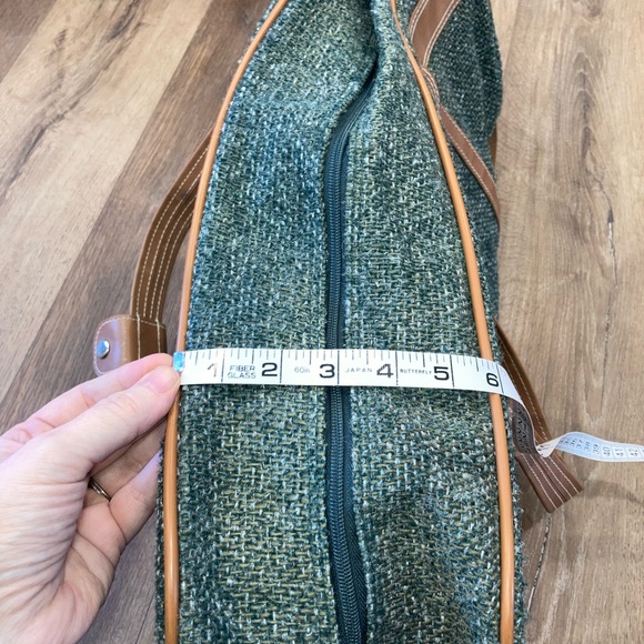 Oscar De La Renta Green Tweed Duffle Bag Luggage Suitcase Travel Bag - Picture 7 of 12